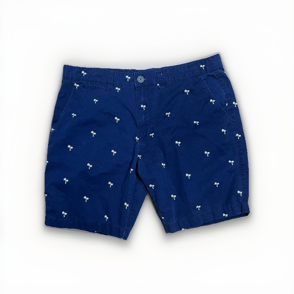 Urban Man Men's 36 Navy Palm Tree Golf Chino Shorts Casual 100% Cotton